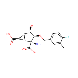 Cc1cc(CO[C@@H]2[C@H](O)[C@@H]3[C@@H]([C@H]3C(=O)O)[C@]2(N)C(=O)O)ccc1F ZINC001772637640