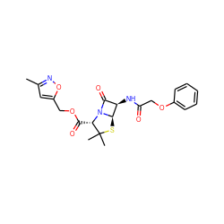 Cc1cc(COC(=O)[C@@H]2N3C(=O)[C@@H](NC(=O)COc4ccccc4)[C@H]3SC2(C)C)on1 ZINC000015937152