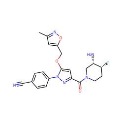 Cc1cc(COc2cc(C(=O)N3CC[C@@H](F)[C@@H](N)C3)nn2-c2ccc(C#N)cc2)on1 ZINC001772646333