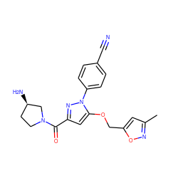 Cc1cc(COc2cc(C(=O)N3CC[C@@H](N)C3)nn2-c2ccc(C#N)cc2)on1 ZINC001772656083