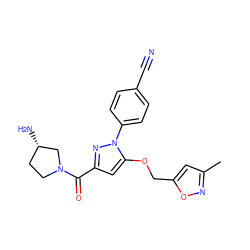 Cc1cc(COc2cc(C(=O)N3CC[C@H](N)C3)nn2-c2ccc(C#N)cc2)on1 ZINC001772614426