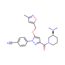 Cc1cc(COc2cc(C(=O)N3CCC[C@H](N(C)C)C3)nn2-c2ccc(C#N)cc2)on1 ZINC001772599720