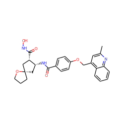 Cc1cc(COc2ccc(C(=O)N[C@@H]3C[C@@]4(CCCO4)C[C@@H]3C(=O)NO)cc2)c2ccccc2n1 ZINC000029038376