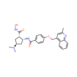 Cc1cc(COc2ccc(C(=O)N[C@@H]3C[C@@H](N(C)C)C[C@@H]3C(=O)NO)cc2)c2ccccc2n1 ZINC000029129472