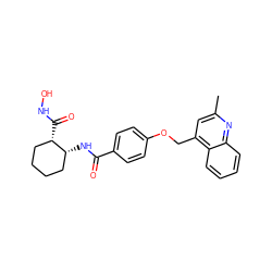 Cc1cc(COc2ccc(C(=O)N[C@@H]3CCCC[C@@H]3C(=O)NO)cc2)c2ccccc2n1 ZINC000028979327