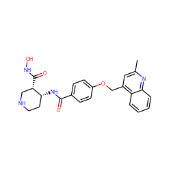 Cc1cc(COc2ccc(C(=O)N[C@@H]3CCNC[C@@H]3C(=O)NO)cc2)c2ccccc2n1 ZINC000028979360