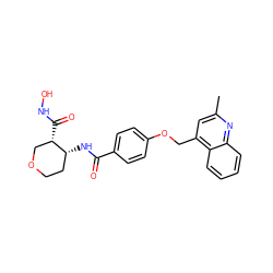 Cc1cc(COc2ccc(C(=O)N[C@@H]3CCOC[C@@H]3C(=O)NO)cc2)c2ccccc2n1 ZINC000003817204