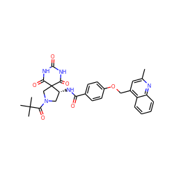 Cc1cc(COc2ccc(C(=O)N[C@@H]3CN(C(=O)C(C)(C)C)CC34C(=O)NC(=O)NC4=O)cc2)c2ccccc2n1 ZINC000028892724