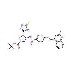 Cc1cc(COc2ccc(C(=O)N[C@@H]3CN(C(=O)OC(C)(C)C)C[C@@H]3c3n[nH]c(=S)[nH]3)cc2)c2ccccc2n1 ZINC000003948917