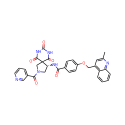 Cc1cc(COc2ccc(C(=O)N[C@@H]3CN(C(=O)c4cccnc4)CC34C(=O)NC(=O)NC4=O)cc2)c2ccccc2n1 ZINC000096316670