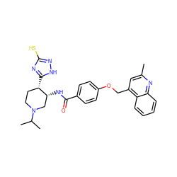 Cc1cc(COc2ccc(C(=O)N[C@@H]3CN(C(C)C)CC[C@@H]3c3nc(S)n[nH]3)cc2)c2ccccc2n1 ZINC000028903268