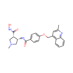 Cc1cc(COc2ccc(C(=O)N[C@@H]3CN(C)C[C@@H]3C(=O)NO)cc2)c2ccccc2n1 ZINC000029129140