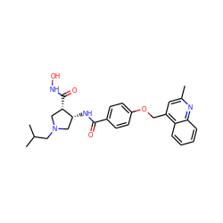 Cc1cc(COc2ccc(C(=O)N[C@@H]3CN(CC(C)C)C[C@@H]3C(=O)NO)cc2)c2ccccc2n1 ZINC000029130242