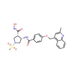 Cc1cc(COc2ccc(C(=O)N[C@@H]3CN(S(C)(=O)=O)C[C@@H]3C(=O)NO)cc2)c2ccccc2n1 ZINC000029129300