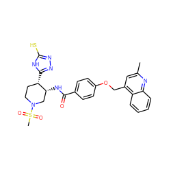 Cc1cc(COc2ccc(C(=O)N[C@@H]3CN(S(C)(=O)=O)CC[C@@H]3c3nnc(S)[nH]3)cc2)c2ccccc2n1 ZINC000028903258