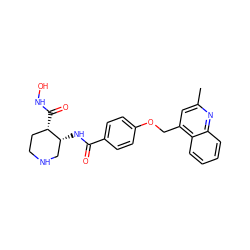 Cc1cc(COc2ccc(C(=O)N[C@@H]3CNCC[C@@H]3C(=O)NO)cc2)c2ccccc2n1 ZINC000028979370