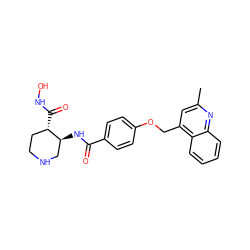 Cc1cc(COc2ccc(C(=O)N[C@H]3CNCC[C@@H]3C(=O)NO)cc2)c2ccccc2n1 ZINC000003817636