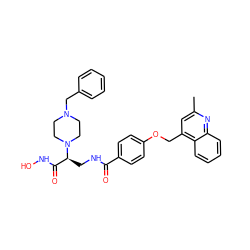 Cc1cc(COc2ccc(C(=O)NC[C@@H](C(=O)NO)N3CCN(Cc4ccccc4)CC3)cc2)c2ccccc2n1 ZINC000116376217