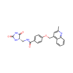 Cc1cc(COc2ccc(C(=O)NC[C@@H]3NC(=O)NC3=O)cc2)c2ccccc2n1 ZINC000028897326