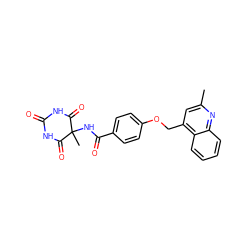 Cc1cc(COc2ccc(C(=O)NC3(C)C(=O)NC(=O)NC3=O)cc2)c2ccccc2n1 ZINC000028892530