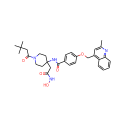 Cc1cc(COc2ccc(C(=O)NC3(CC(=O)NO)CCN(C(=O)CC(C)(C)C)CC3)cc2)c2ccccc2n1 ZINC000036351987