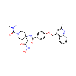 Cc1cc(COc2ccc(C(=O)NC3(CC(=O)NO)CCN(C(=O)N(C)C)CC3)cc2)c2ccccc2n1 ZINC000036351994