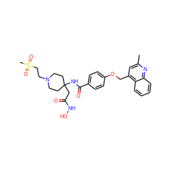 Cc1cc(COc2ccc(C(=O)NC3(CC(=O)NO)CCN(CCS(C)(=O)=O)CC3)cc2)c2ccccc2n1 ZINC000036351979