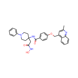 Cc1cc(COc2ccc(C(=O)NC3(CC(=O)NO)CCN(c4ccccc4)CC3)cc2)c2ccccc2n1 ZINC000036351990