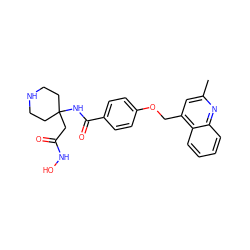 Cc1cc(COc2ccc(C(=O)NC3(CC(=O)NO)CCNCC3)cc2)c2ccccc2n1 ZINC000034355011