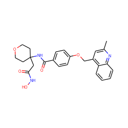 Cc1cc(COc2ccc(C(=O)NC3(CC(=O)NO)CCOCC3)cc2)c2ccccc2n1 ZINC000003817205