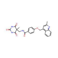 Cc1cc(COc2ccc(C(=O)NCC3(C)C(=O)NC(=O)NC3=O)cc2)c2ccccc2n1 ZINC000028892525