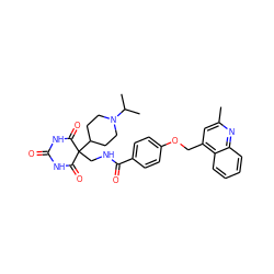 Cc1cc(COc2ccc(C(=O)NCC3(C4CCN(C(C)C)CC4)C(=O)NC(=O)NC3=O)cc2)c2ccccc2n1 ZINC000028892592