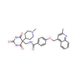 Cc1cc(COc2ccc(C(=O)NCC3(C4CCN(C)CC4)C(=O)NC(=O)NC3=O)cc2)c2ccccc2n1 ZINC000028892588