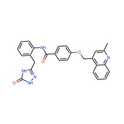 Cc1cc(COc2ccc(C(=O)Nc3ccccc3Cc3n[nH]c(=O)[nH]3)cc2)c2ccccc2n1 ZINC000028708255