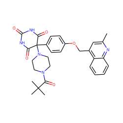 Cc1cc(COc2ccc(C3(N4CCN(C(=O)C(C)(C)C)CC4)C(=O)NC(=O)NC3=O)cc2)c2ccccc2n1 ZINC000028473633