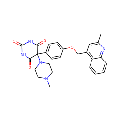 Cc1cc(COc2ccc(C3(N4CCN(C)CC4)C(=O)NC(=O)NC3=O)cc2)c2ccccc2n1 ZINC000023247638