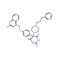 Cc1cc(COc2ccc(C3(N4CCN(CCCc5ccccc5)CC4)C(=O)NC(=O)NC3=O)cc2)c2ccccc2n1 ZINC000028475843