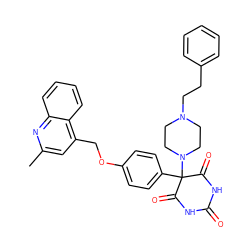 Cc1cc(COc2ccc(C3(N4CCN(CCc5ccccc5)CC4)C(=O)NC(=O)NC3=O)cc2)c2ccccc2n1 ZINC000028476041