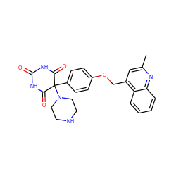 Cc1cc(COc2ccc(C3(N4CCNCC4)C(=O)NC(=O)NC3=O)cc2)c2ccccc2n1 ZINC000028472157