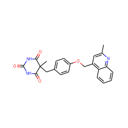 Cc1cc(COc2ccc(CC3(C)C(=O)NC(=O)NC3=O)cc2)c2ccccc2n1 ZINC000028892502