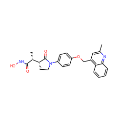 Cc1cc(COc2ccc(N3CC[C@H]([C@@H](C)C(=O)NO)C3=O)cc2)c2ccccc2n1 ZINC000013490341