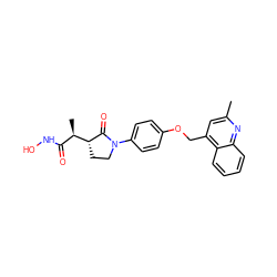 Cc1cc(COc2ccc(N3CC[C@H]([C@H](C)C(=O)NO)C3=O)cc2)c2ccccc2n1 ZINC000013490340