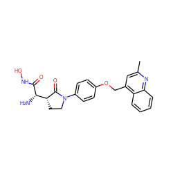 Cc1cc(COc2ccc(N3CC[C@H]([C@H](N)C(=O)NO)C3=O)cc2)c2ccccc2n1 ZINC000013490344