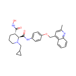 Cc1cc(COc2ccc(NC(=O)[C@@H]3[C@@H](C(=O)NO)CCCN3CC3CC3)cc2)c2ccccc2n1 ZINC000013587732