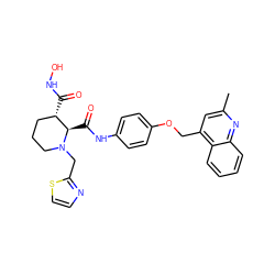 Cc1cc(COc2ccc(NC(=O)[C@@H]3[C@@H](C(=O)NO)CCCN3Cc3nccs3)cc2)c2ccccc2n1 ZINC000096902224