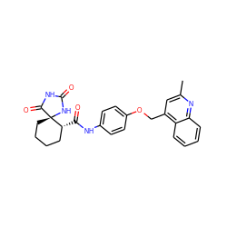 Cc1cc(COc2ccc(NC(=O)[C@@H]3CCCC[C@@]34NC(=O)NC4=O)cc2)c2ccccc2n1 ZINC000001486136