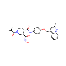 Cc1cc(COc2ccc(NC(=O)[C@H]3CCN(C(=O)C(C)C)C[C@@H]3C(=O)NO)cc2)c2ccccc2n1 ZINC000013587719