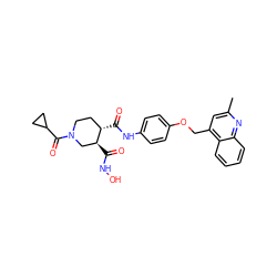 Cc1cc(COc2ccc(NC(=O)[C@H]3CCN(C(=O)C4CC4)C[C@@H]3C(=O)NO)cc2)c2ccccc2n1 ZINC000013587717