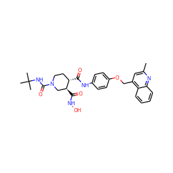 Cc1cc(COc2ccc(NC(=O)[C@H]3CCN(C(=O)NC(C)(C)C)C[C@@H]3C(=O)NO)cc2)c2ccccc2n1 ZINC000027431683