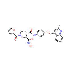 Cc1cc(COc2ccc(NC(=O)[C@H]3CCN(C(=O)c4ccco4)C[C@@H]3C(=O)NO)cc2)c2ccccc2n1 ZINC000027433591